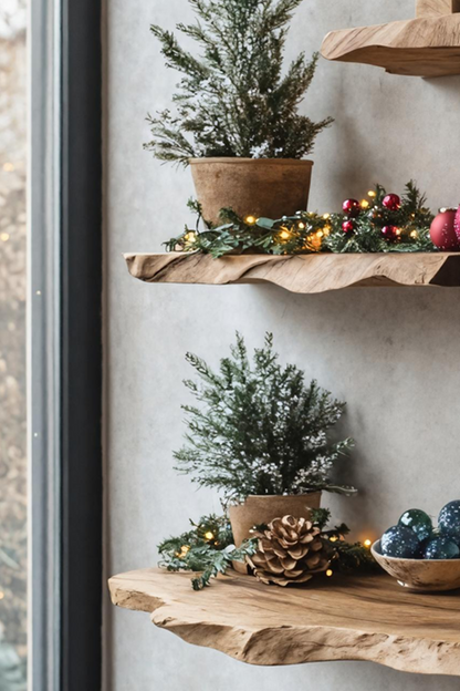 Mid Century Solid Wood Floating Shelf For Xmas Bedroom Organization