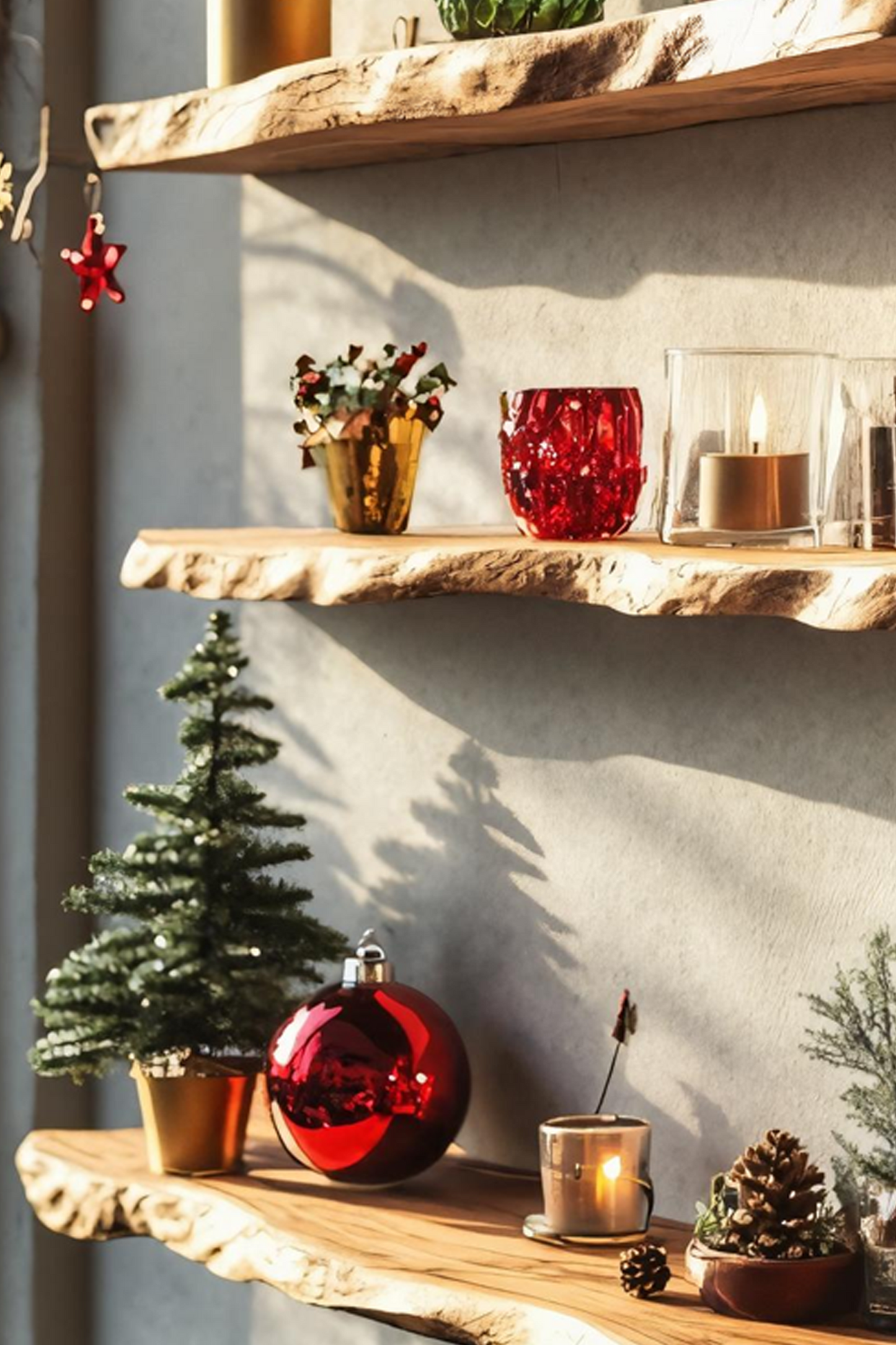 Handcrafted Wooden Floating Shelf For Cozy Holiday Entryway Decor