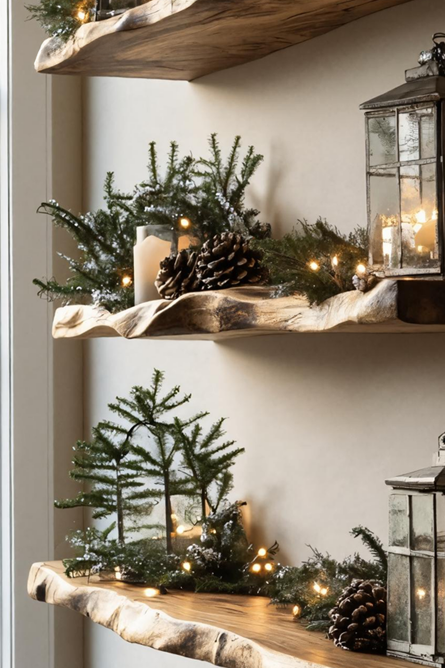 Mid Century Live Edge Floating Shelf For Holiday Bedroom Decoration