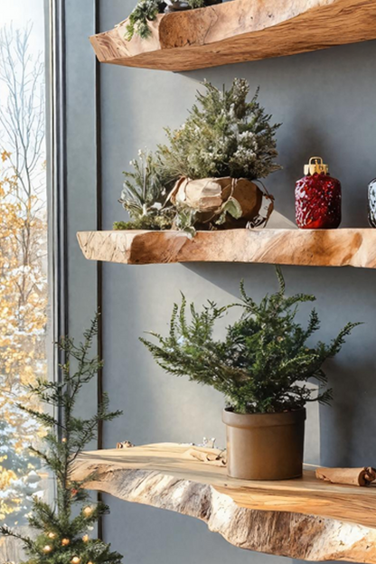 Handcrafted Wooden Floating Shelf For Entryway Christmas Design