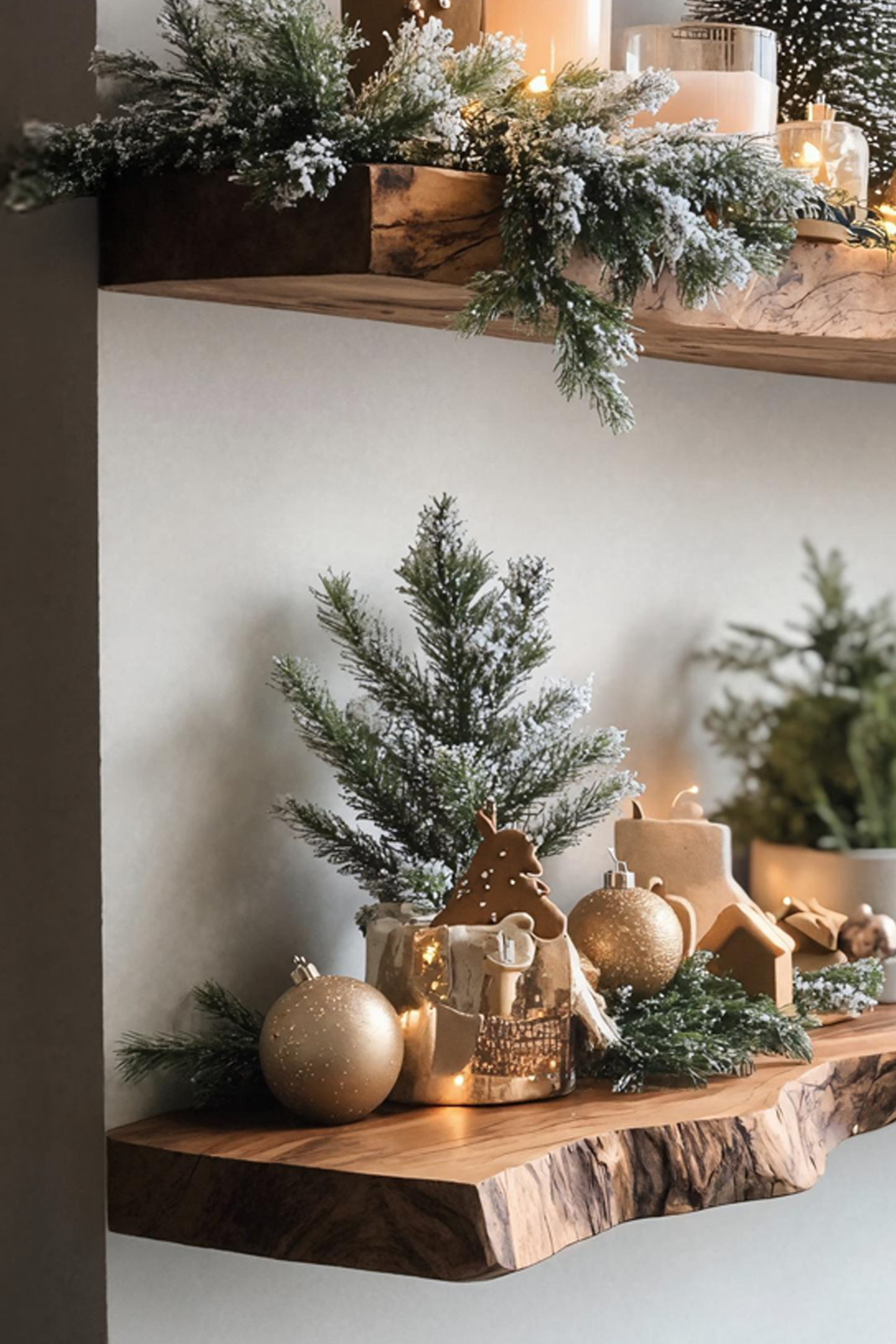 Mid Century Solid Wood Floating Shelf For Xmas Entryway Organization