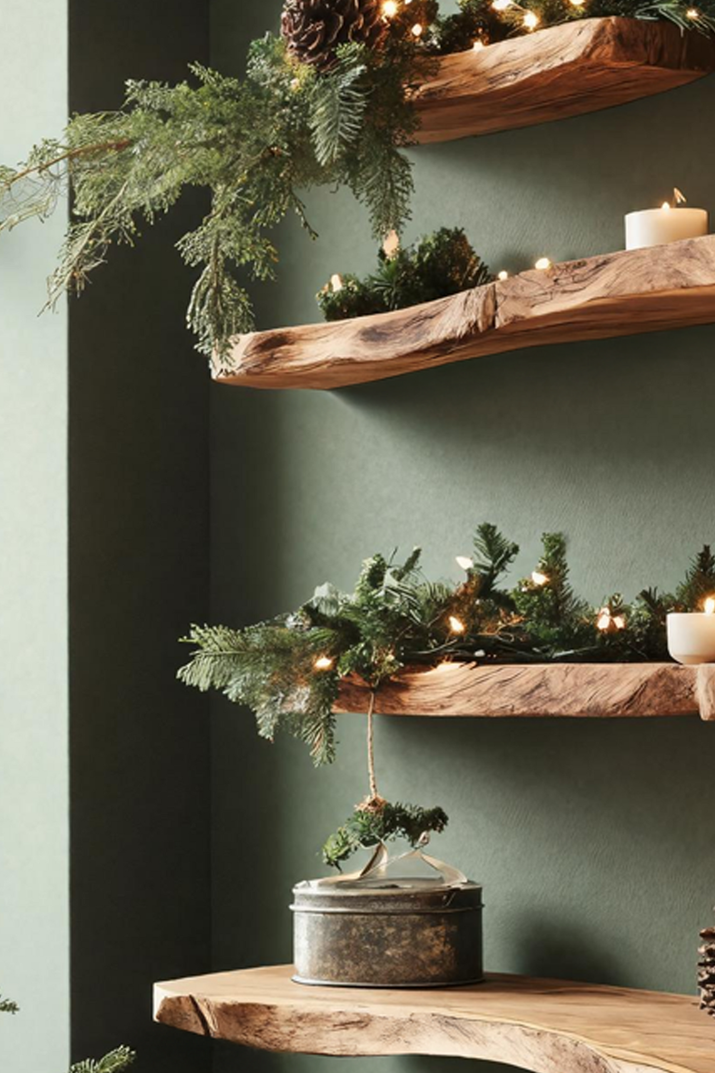 Handcrafted Solid Wood Floating Shelf For Holiday Living Room Design