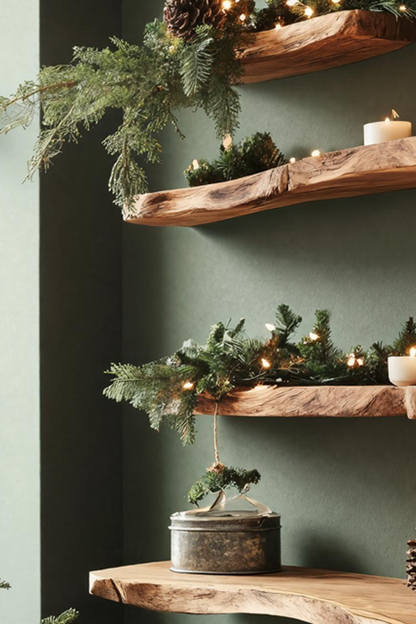 Handcrafted Solid Wood Floating Shelf For Holiday Living Room Design