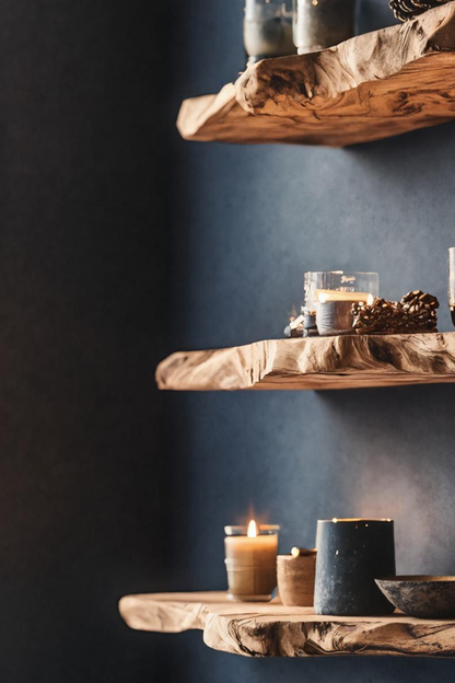 Mid Century Solid Wood Floating Shelf For Bedroom Xmas Decor