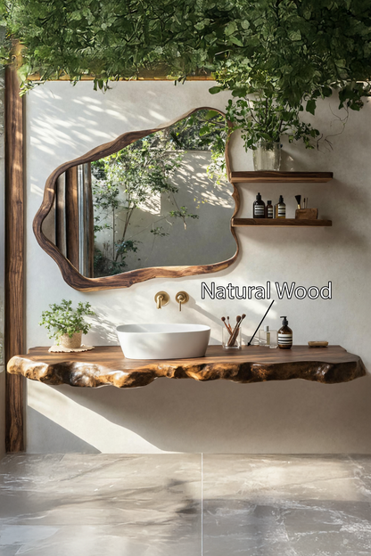 Farmhouse Bathroom Vanity In Solid Oak Wood Style