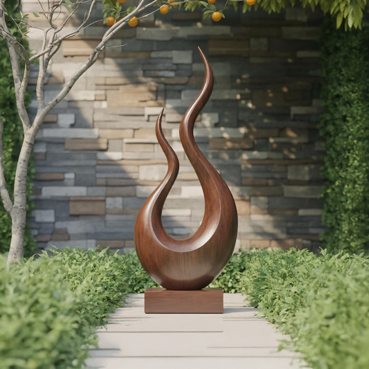 Mid Century Wooden Sculpture For Garden Decorative Panel