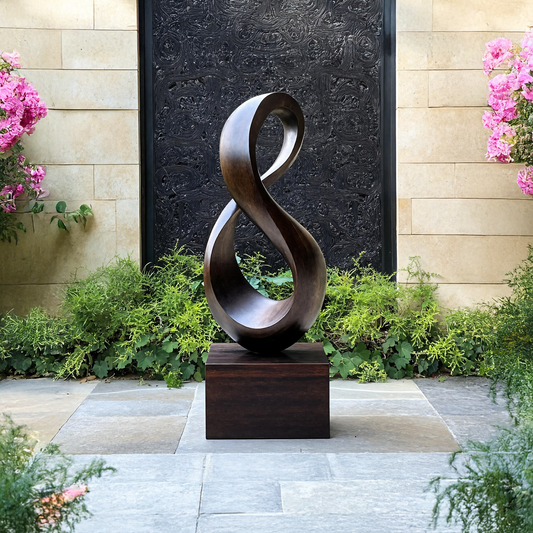 Farmhouse Large Wooden Sculpture For Living Room Accent